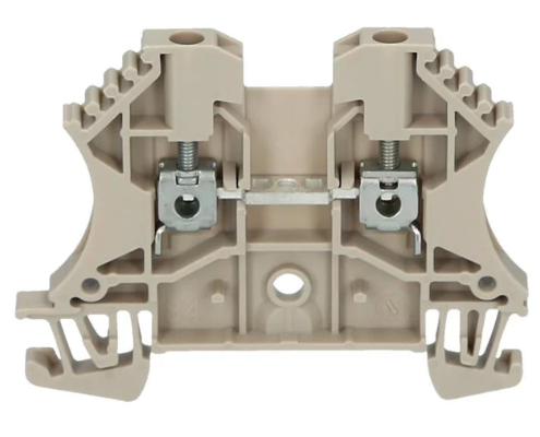 Clema, Borne de paso, Conexión brida-tornillo, 2.5 mm², 800 V, 24 A, Beige oscuro