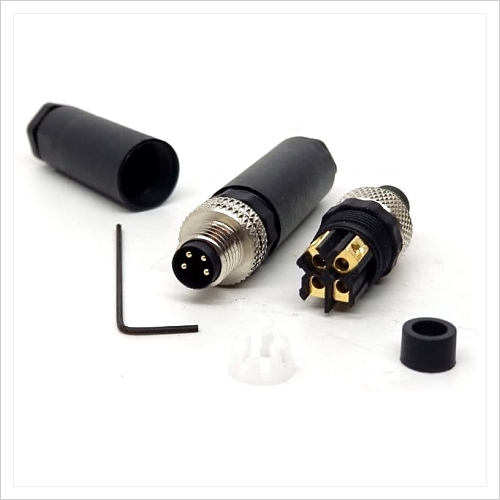 [EYT-M8R4M] Conector Armable Atornillable Recto 4 Pines Macho M8